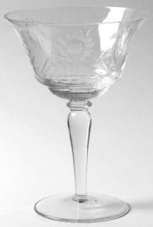 Colony Col11 Champagne/Tall Sherbet   Clear,Cut Floral&Dots,Wafer&Smooth Stem