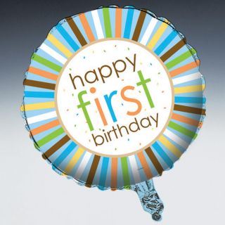 Sweet Safari Blue 1st Birthday Foil Balloon