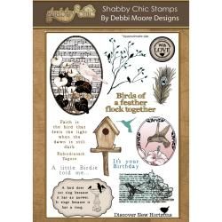 Debbi Moore Shabby Chic Clear Stamp Set   Vintage Birds 14pcs