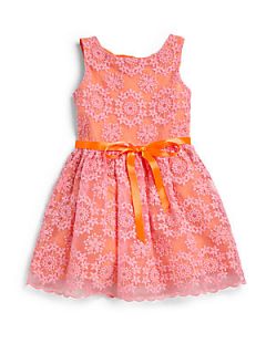 Charabia Little Girls Lace Dress   Pink Orange