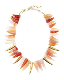 Multicolor Agate Tooth Necklace
