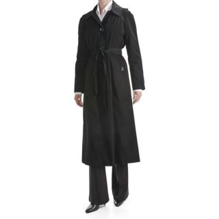 London Fog Hooded Trench Coat   Zip Out Liner (For Women)   BLACK (8 )