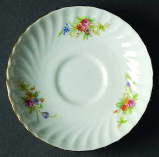 Minton Lorraine #S560 (White Border) Saucer, Fine China Dinnerware   Floral Ring