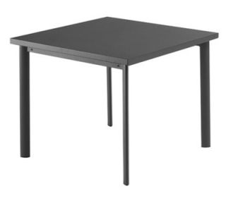 EmuAmericas 36 in Square Table w/ Solid Steel Top, Tubular Legs, Black