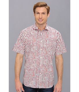 Thomas Dean & Co. Red Engineered Print S/S Button Down Shirt w/ Chest Pocket Mens Clothing (Red)