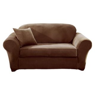 Sure Fit Stretch Pique 2 Pc Loveseat Slipcover   Chocolate