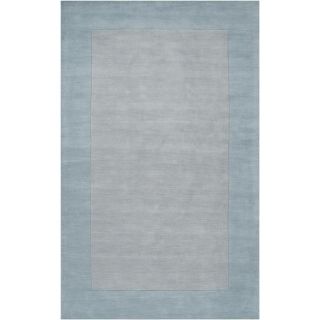 Hand crafted Light Blue Tone on tone Bordered Wool Rug (5 X 8)