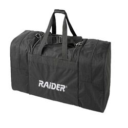 Raider Bcs 1000 Black 800 denier Polyester Deluxe Cargo Duffel Bag (BlackDeluxe carry, shoulder strapLarge center compartmentTwo (2) large side pocketsMaterials 800 Denier polyesterDimensions 15 inches high x 38 inches wide x 15 inches deep )
