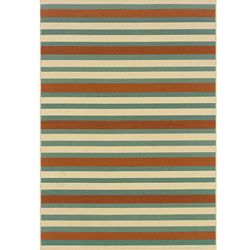 Blue/ Orange Outdoor Area Rug (25 X 45)