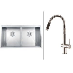 Ruvati RVC2389 Combo Stainless Steel Kitchen Sink and Stainless Steel Set
