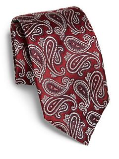 Giorgio Armani Paisley Silk Tie   Brick Red