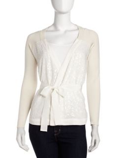 Wrapped Sequin Cardigan, Ivory