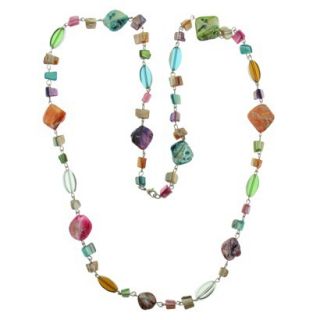 Womens Long Necklace with Mixed Simulated Shell   Multicolor (40)