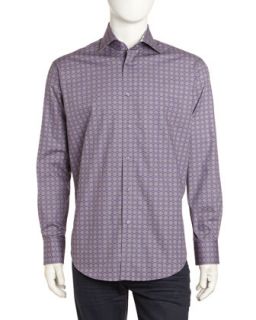 Regular Finish Classic Fit Circle Print Sport Shirt, Gray/Purple
