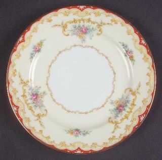 Noritake Oradell Bread & Butter Plate, Fine China Dinnerware   Red & Yellow Edge