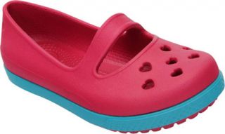 Girls Crocs Crocband Airy Hearts Flat PS   Raspberry/Turquoise Casual Shoes