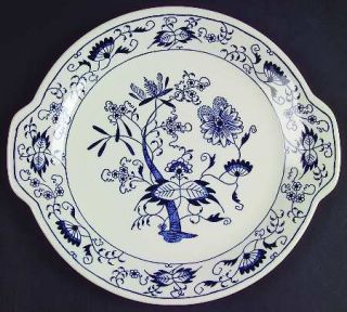 Royal (USA) Doorn Handled Cake Plate, Fine China Dinnerware   Blue Onion On Whit