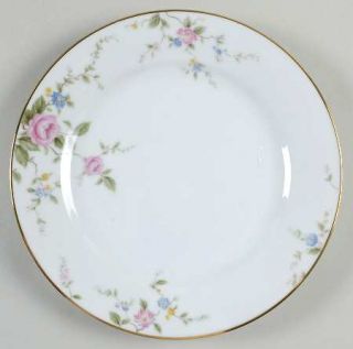 Noritake Firenze Salad Plate, Fine China Dinnerware   Pink Roses, Blue Flowers,