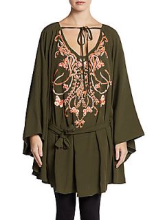 Embroidered Silk Blend Tunic   Color