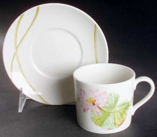 Royal Doulton Water Lily Flat Cup & Saucer Set, Fine China Dinnerware   Flowers,
