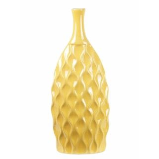 Privilege Tall Ceramic Flat Yellow Vase (YellowSetting IndoorDimensions 27 inches high x 9.5 inches wide x 5 inches deep  )