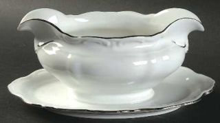 Saladmaster Symphony Gravy Boat with Attached Underplate, Fine China Dinnerware