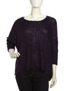 3/4 Sleeve Sparkle Knit Sweater, Eclipse