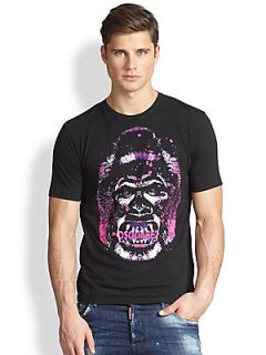 DSQUARED Gorilla Print T Shirt   Black