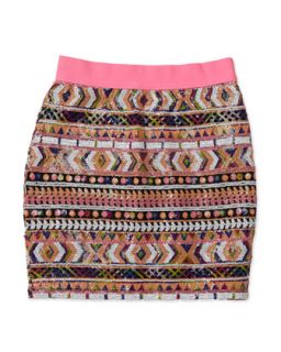 Mixed Sequined Mesh Skirt, 7 14