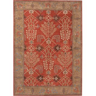 Hand tufted Transitional Red Wool Area Rug (5 X 8)