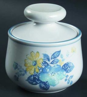 Noritake Good Times Sugar Bowl & Lid, Fine China Dinnerware   Progression,Blue&Y