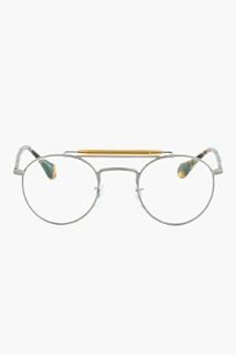 Oliver Peoples Tan Tortoiseshell Round Optical Soloist Glasses