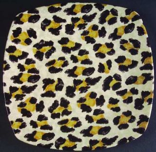 222 Fifth (PTS) Leopard Salad Plate, Fine China Dinnerware   Black/Tan Leopard P