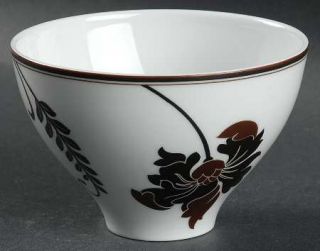 Mikasa Cocoa Blossom Rice Bowl, Fine China Dinnerware   Brown/Cocoa Floral&Vines