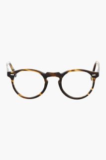 Oliver Peoples Brown And Gold Tortoiseshell Gregory Peck Glasses