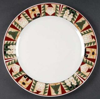Sakura Christmas Patch 12 Chop Plate/Round Platter, Fine China Dinnerware   Tan