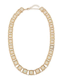 Opalescent Long Station Necklace, White