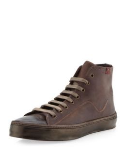 Quest Leather Mid Top Sneaker, Brown