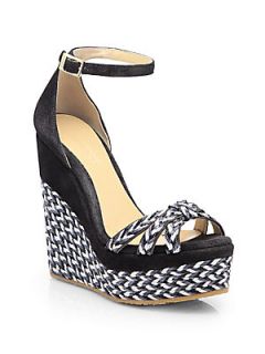 Jimmy Choo Promise Suede Woven Espadrille Wedge Sandals