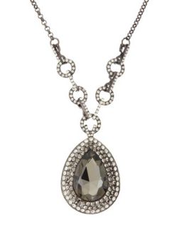 Pear Cut Crystal Pendant Necklace, Hematite