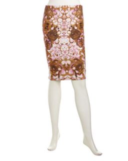 Floral Print Stretch Skirt, Pink/Beige