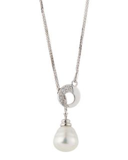 South Sea Pearl Pull Through Pendant Necklace, White