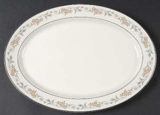 Syracuse Melodie 12 Oval Serving Platter, Fine China Dinnerware   Brown/Gray Ri