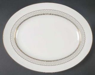 Wedgwood French Knot (Gold Trim) 13 Oval Serving Platter, Fine China Dinnerware