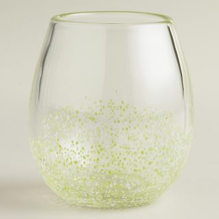 Green Confetti Stemless Wine Glasses, Set of 4   World Market