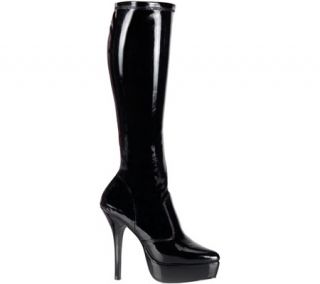 Womens Pleaser Indulge 2000   Black Stretch Patent Boots