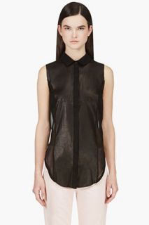 Avelon Black Crepe And Leather Luxuriant Blouse