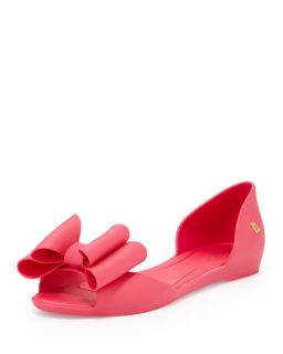Peep Toe Bow Jelly Skimmer, Pink