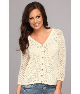 Lucky Brand Merci Mix Stitch Cardigan Womens Sweater (White)