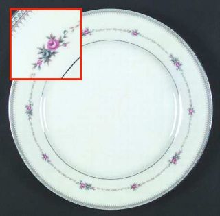 Noritake Rosedawn Dinner Plate, Fine China Dinnerware   Blue&Gray Edge Decor,Pin